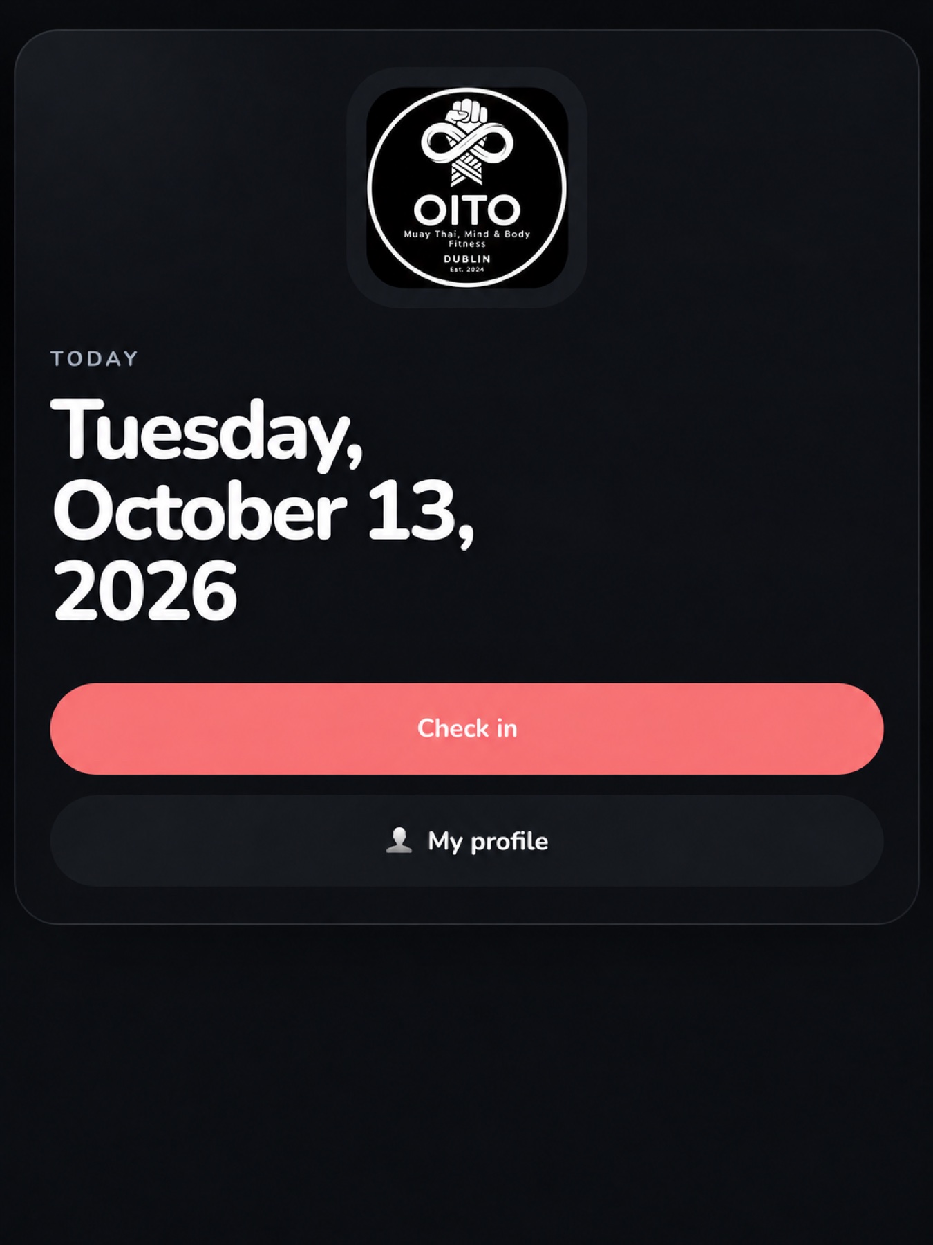 Oito client app home screen