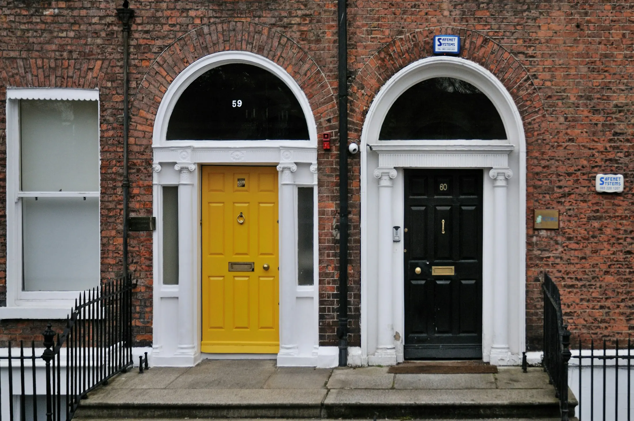 Georgian doorways with fanlights on a Dublin street