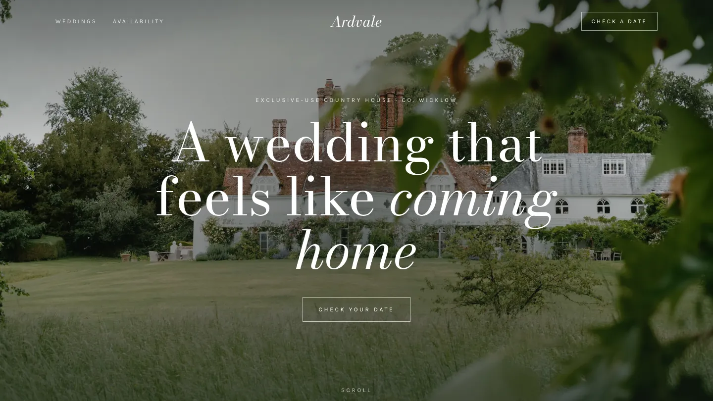 Ardvale House concept website home page