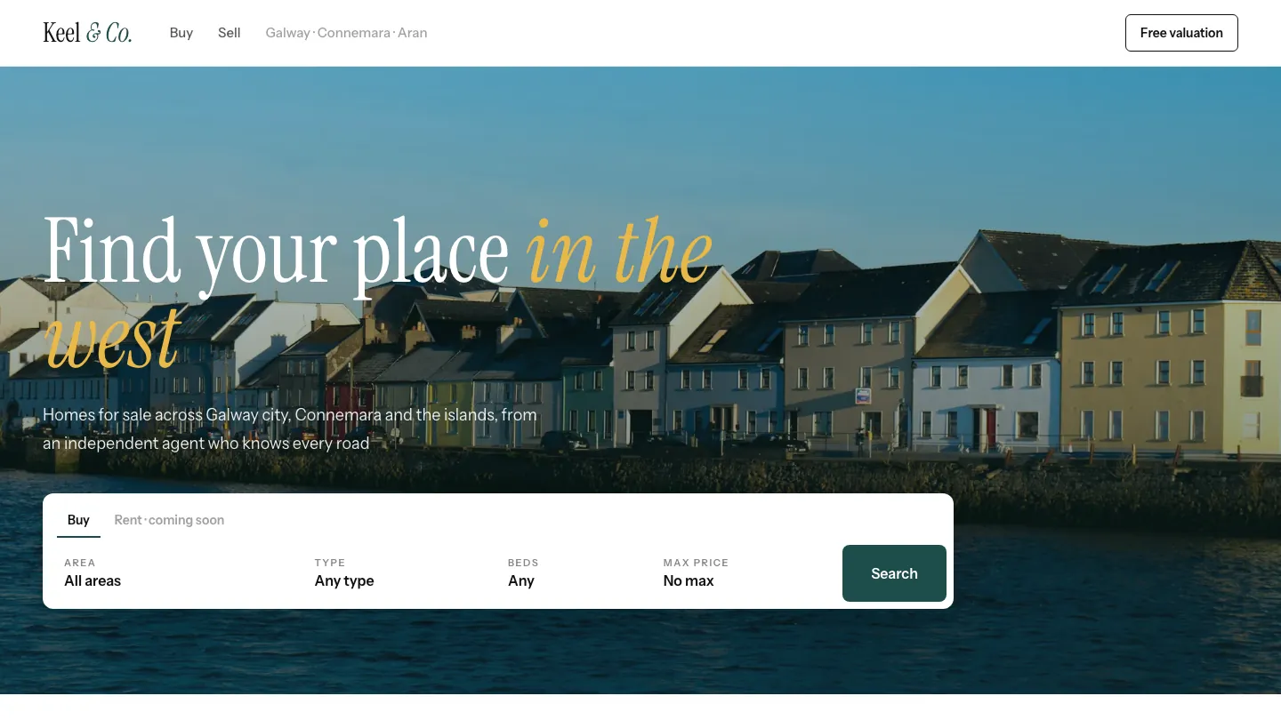 Keel & Co. Estate Agents concept website home page
