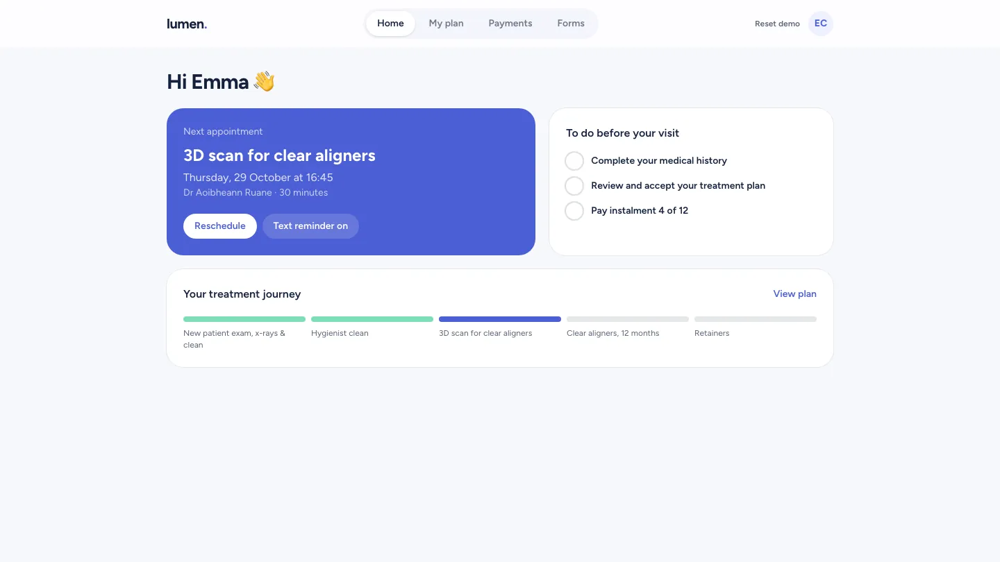 Lumen Dental Patient portal demo